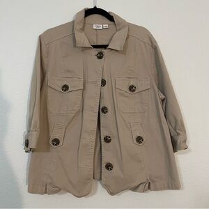 Cato Women's Utility Jacket in Tan size 18/20 large button cotton feminine chic